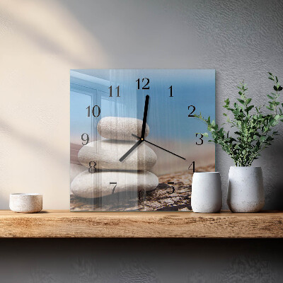 Glass clock square Stones