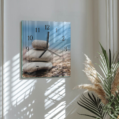 Glass clock square Stones