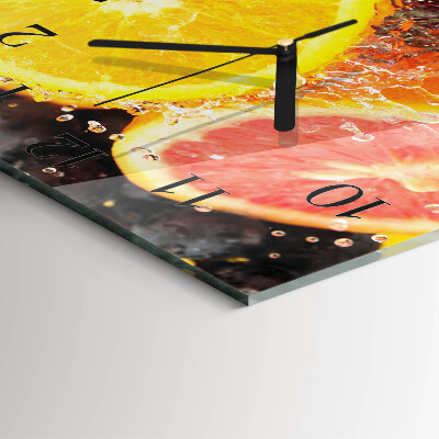 Glass clock square Fruit