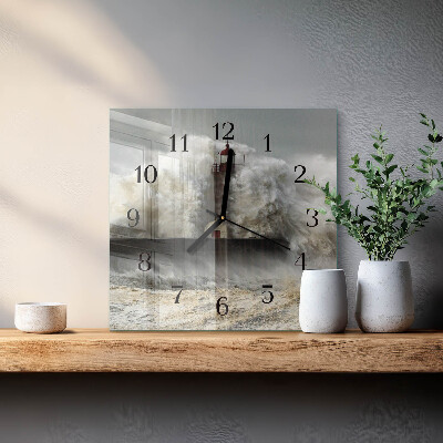 Glass clock square Storm