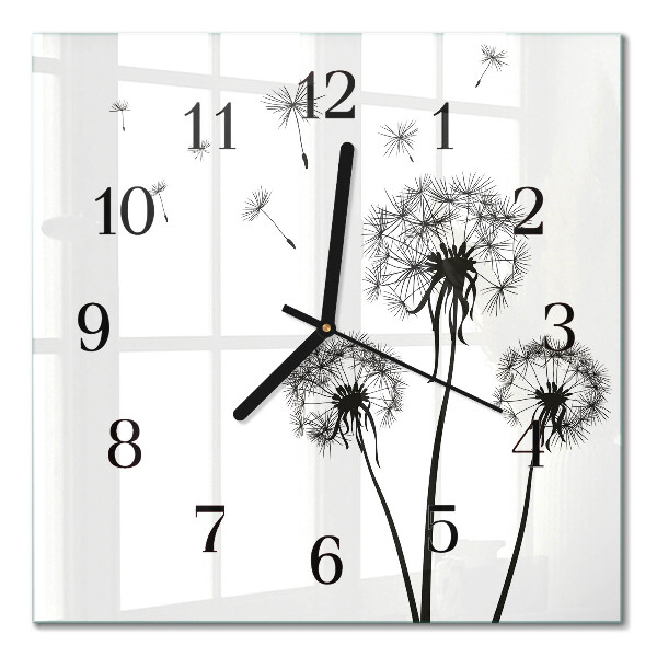 Glass clock square Dandelion