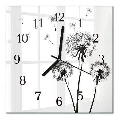 Glass clock square Dandelion