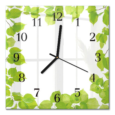 Square wall clock Leaves