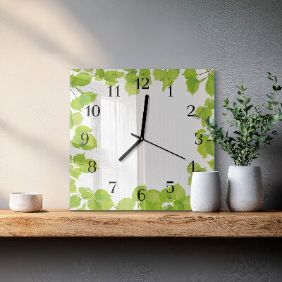 Square wall clock Leaves