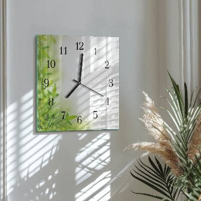 Glass wall clock square Nature