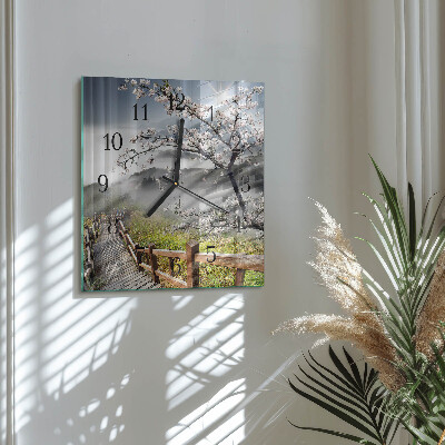 Glass clock square Spring