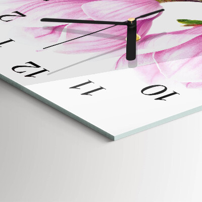 Glass wall clock square Magnolia