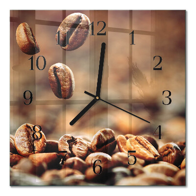 Glass clock square Coffee beans