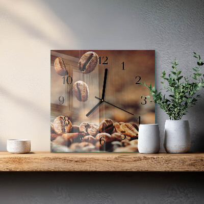 Glass clock square Coffee beans