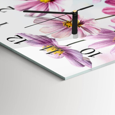 Glass wall clock square Flowers