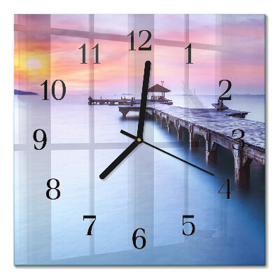 Glass clock square Wooden bridge