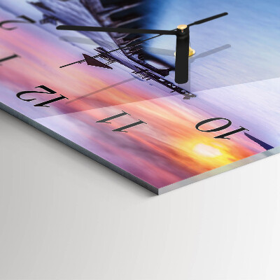 Glass clock square Wooden bridge
