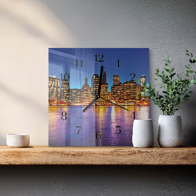 Glass wall clock square Horizon