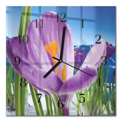 Glass wall clock square Spring