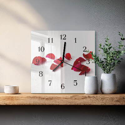 Glass clock square Rose petals