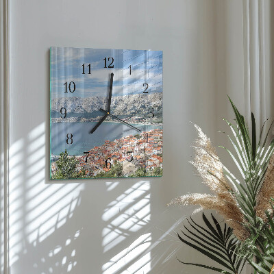 Glass wall clock square Bay