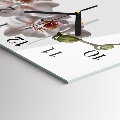 Glass wall clock square Orchid