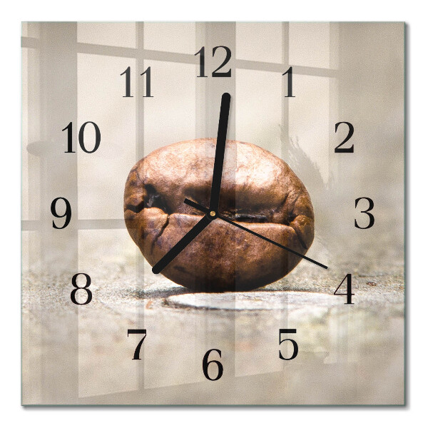 Glass clock square Coffee bean
