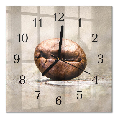 Glass clock square Coffee bean