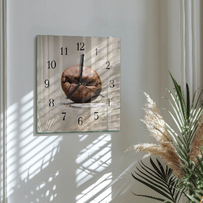 Glass clock square Coffee bean