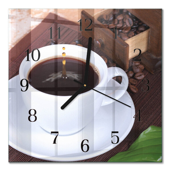 Glass wall clock square Coffee