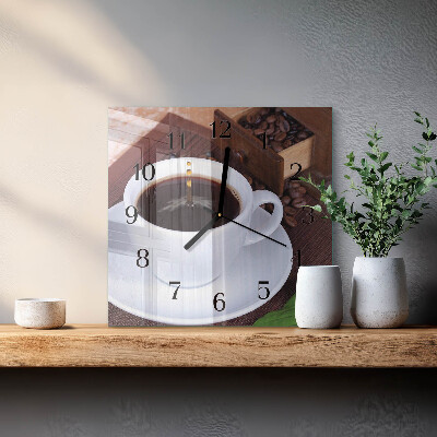 Glass wall clock square Coffee