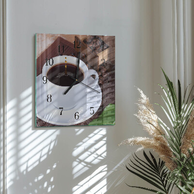 Glass wall clock square Coffee