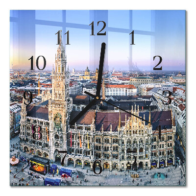 Glass wall clock square Horizon