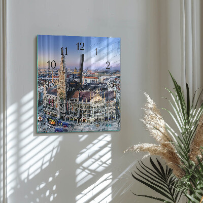 Glass wall clock square Horizon