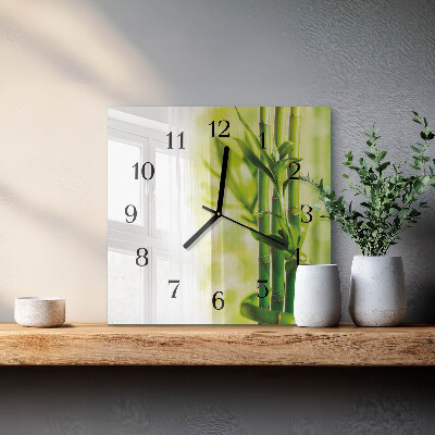 Glass wall clock square Bamboo