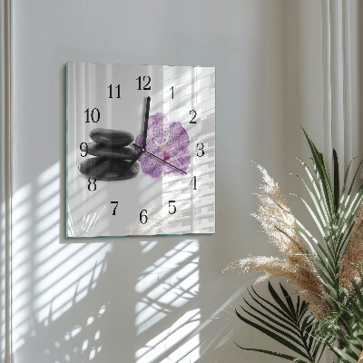 Glass clock square Stones
