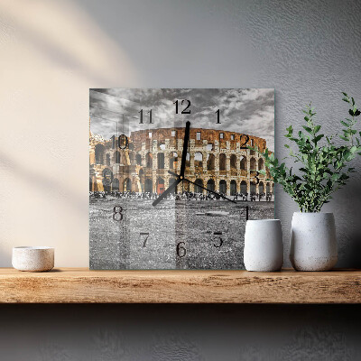 Glass wall clock square Colosseum