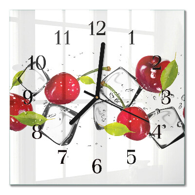 Glass wall clock square Cherry ice cream