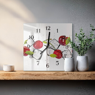 Glass wall clock square Cherry ice cream