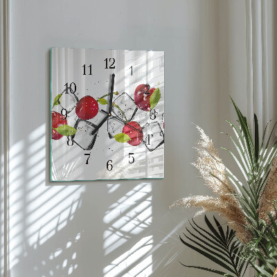Glass wall clock square Cherry ice cream