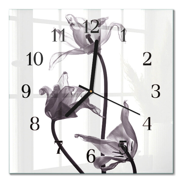 Square kitchen clock Flowers