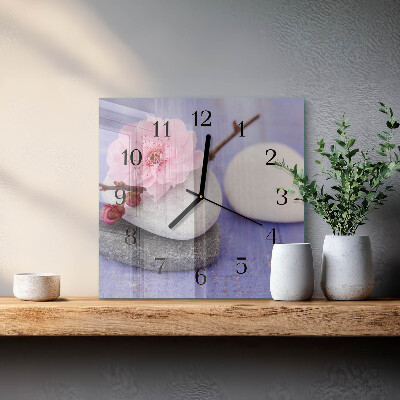 Glass clock square Stones
