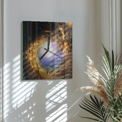 Glass wall clock square Cosmos
