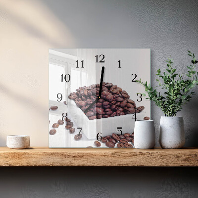Glass clock square Coffee beans