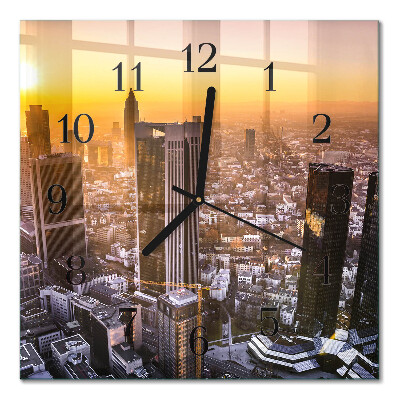 Glass wall clock square Sunset