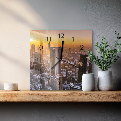 Glass wall clock square Sunset