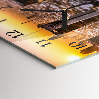 Glass wall clock square Sunset