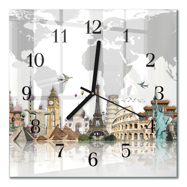 Glass wall clock square World