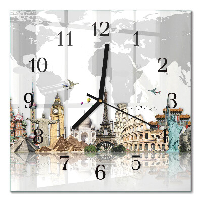 Glass wall clock square World