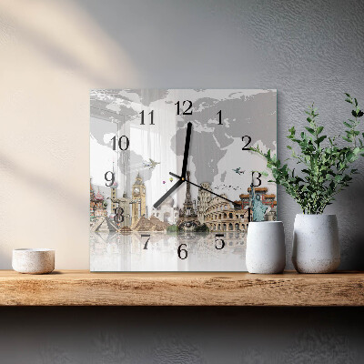 Glass wall clock square World