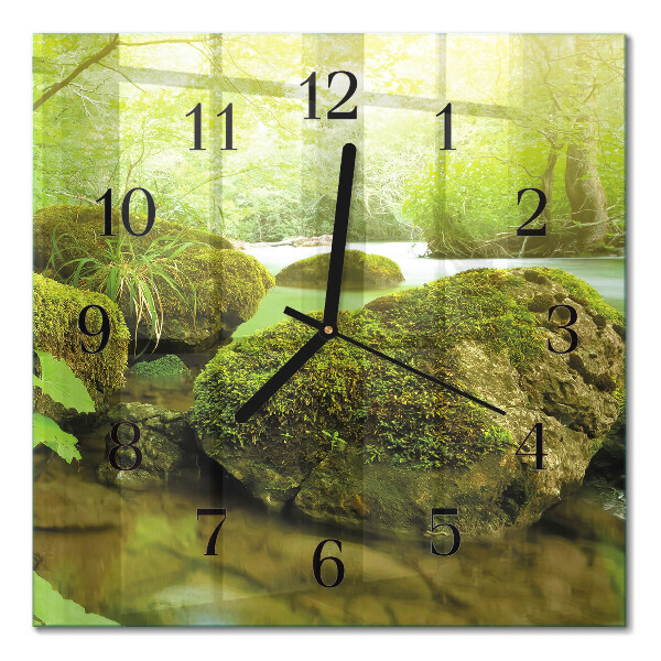 Glass wall clock square Nature