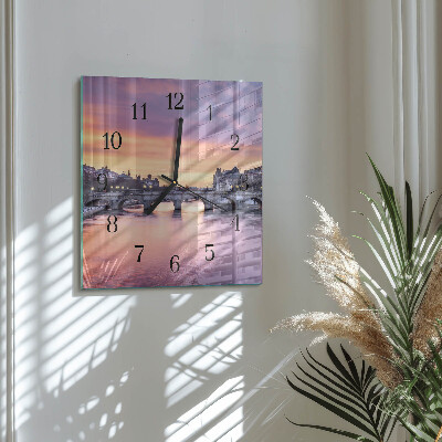 Square wall clock A city on the river