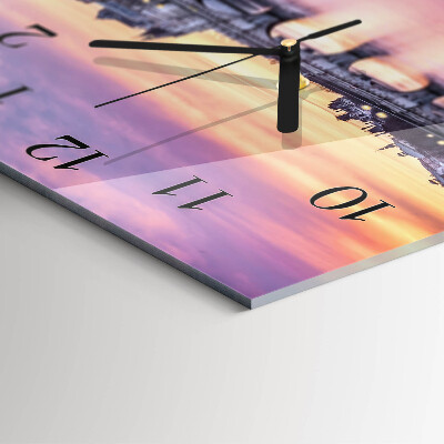 Square wall clock A city on the river