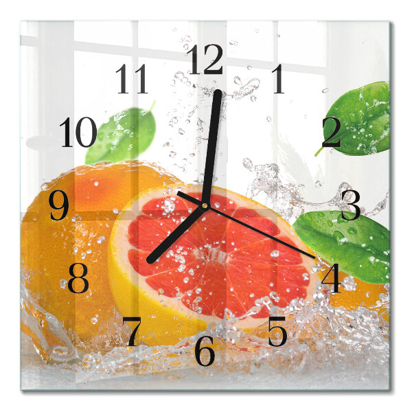 Glass clock square Grapefruit