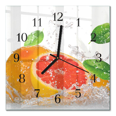 Glass clock square Grapefruit